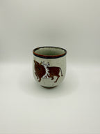 Kutani Ware Teacup – Ox and Sacred Rope Design九谷焼 牛と注連縄文様 湯呑み