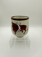 Kutani Ware Teacup – Ox and Sacred Rope Design九谷焼 牛と注連縄文様 湯呑み