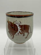 Kutani Ware Teacup – Ox and Sacred Rope Design九谷焼 牛と注連縄文様 湯呑み