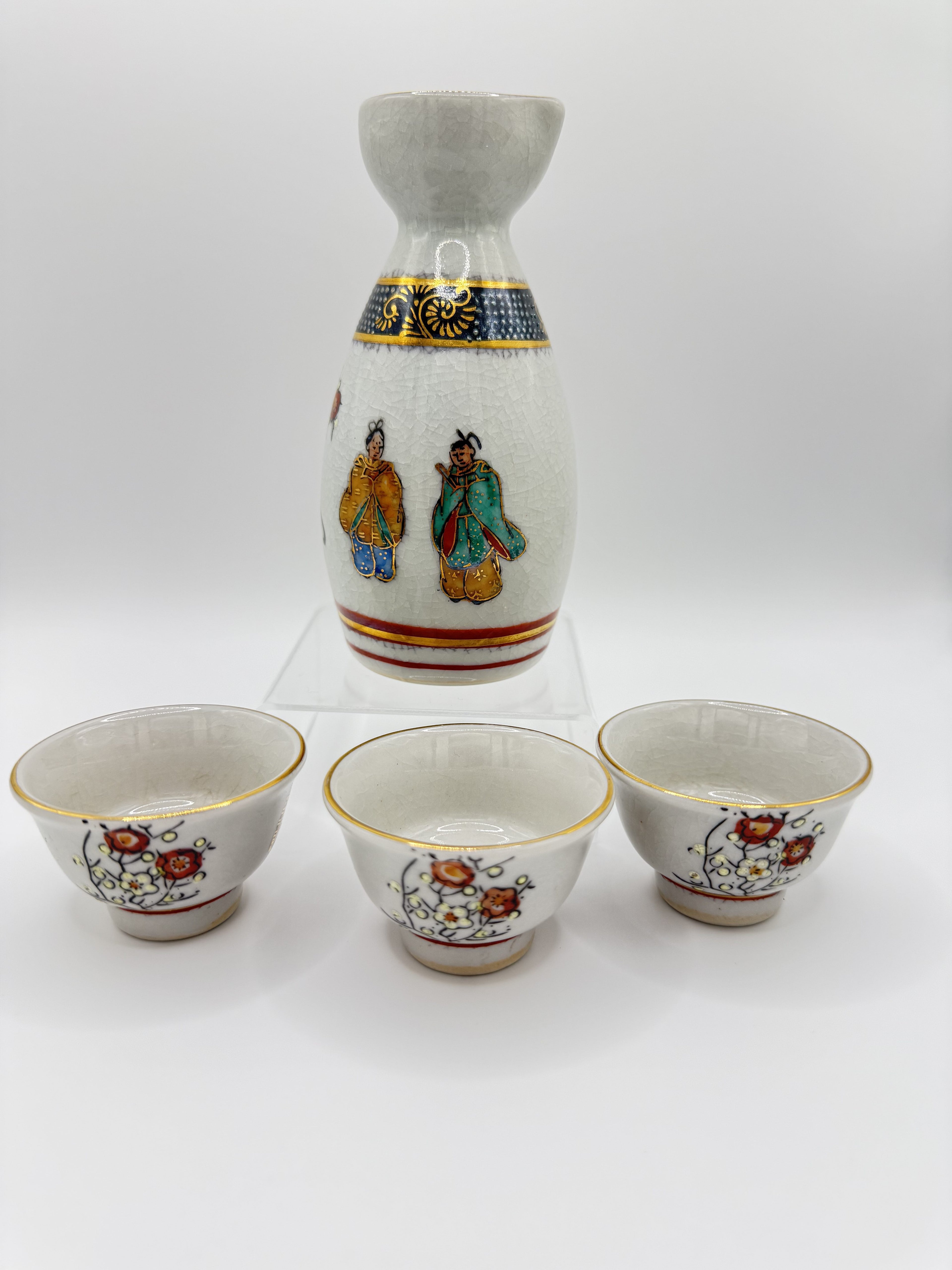 Sake Jar set (with 3cups) KUTANI-YAKI 九谷焼き徳利セット